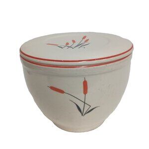 Vintage Sears & Roebuck Harmony House Cattail Ballet Bowl With Lid Oven Proof